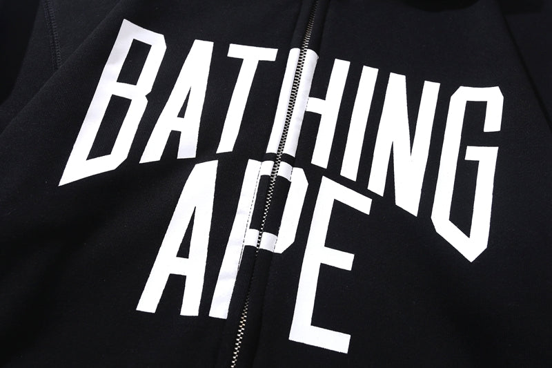 BAPE Multi Camo NYC Logo Shark Full Zip Hoodie Black