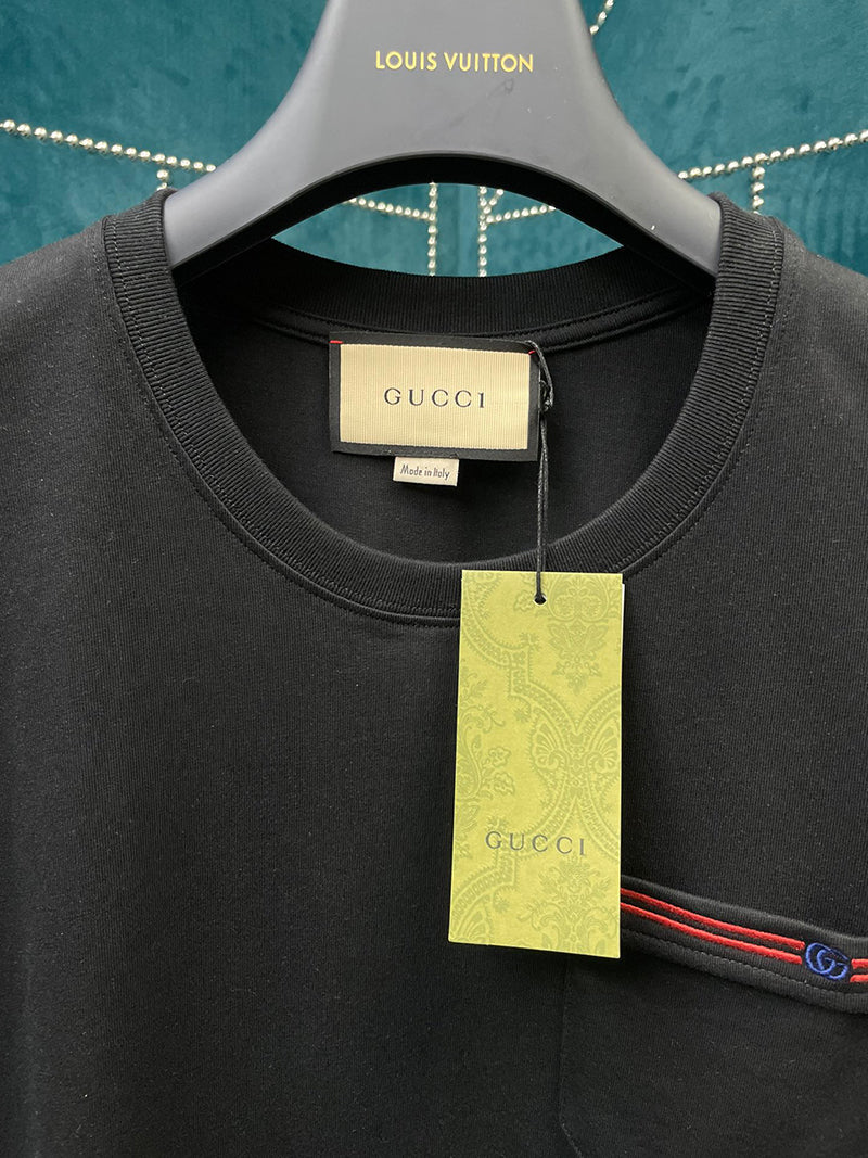 GUCCI Embroidered Pocket Cotton T-shirt