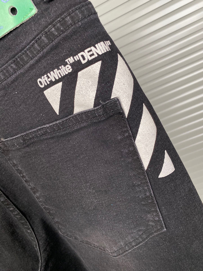 OFF-WHITE Skinny Fit Denim Jeans Black/White