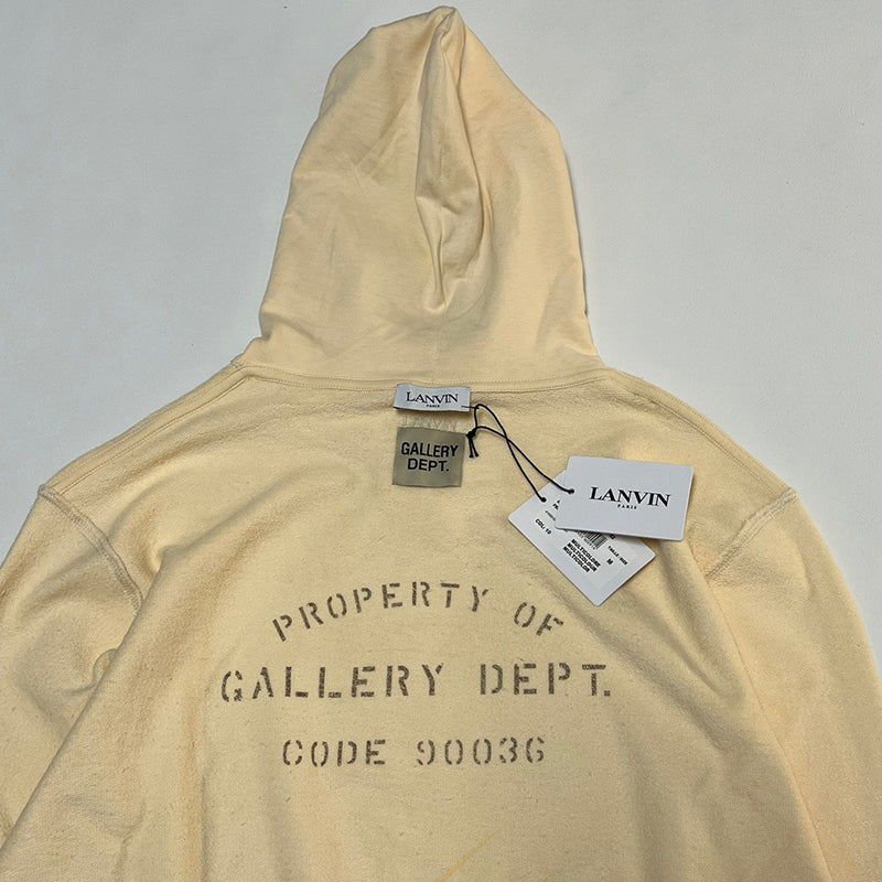 Gallery Dept. x Lanvin Logo Washed Cotton Relaxed Hoodie Breige