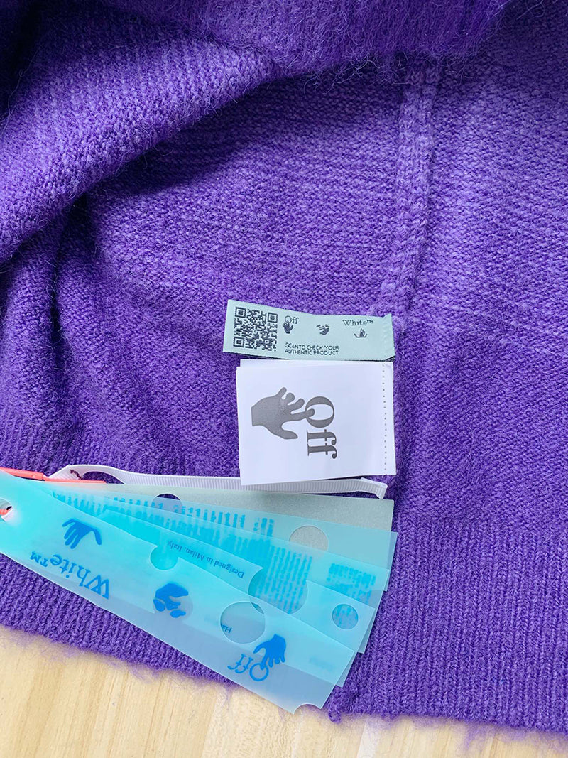 Off-White Crewneck Long-Sleeved Knitted Jumper Purple