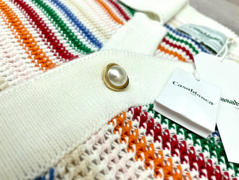 CASABLANCA Rainbow Striped Crochet Shirt