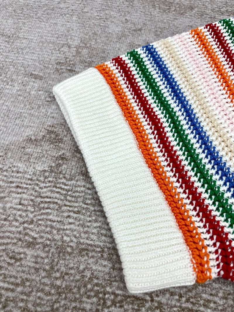 CASABLANCA Rainbow Striped Crochet Shirt