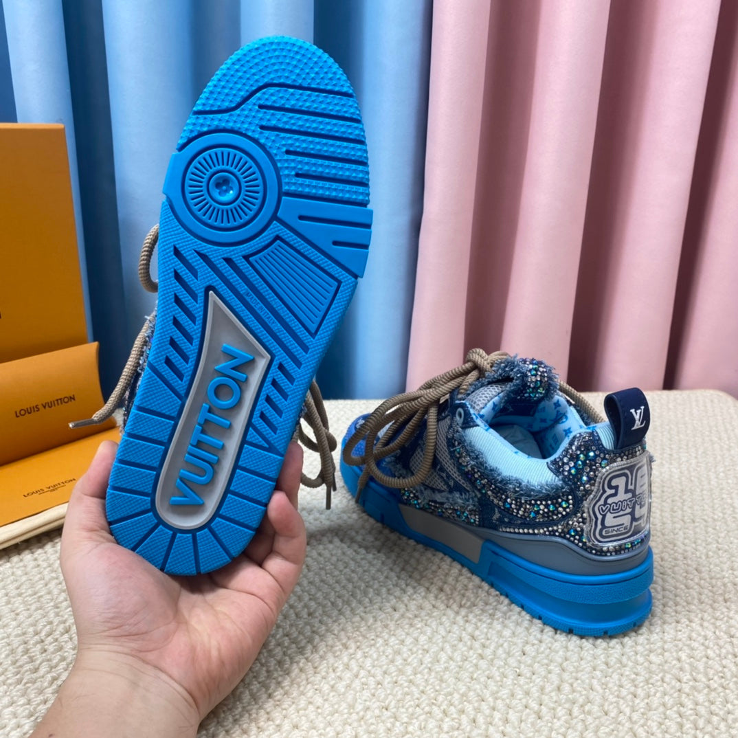 Louis Vuitton Skate Trainer Blue Swarovski Monogram