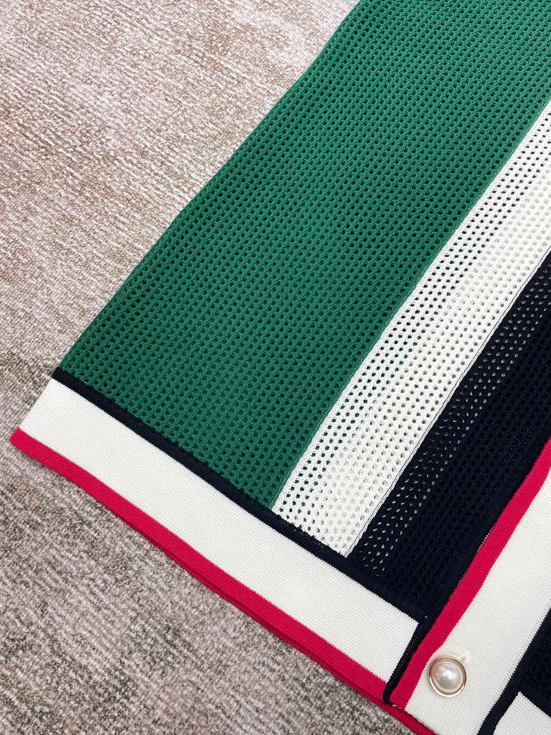CASABLANCA Striped Mesh Shirt 'Green/White Stripe'