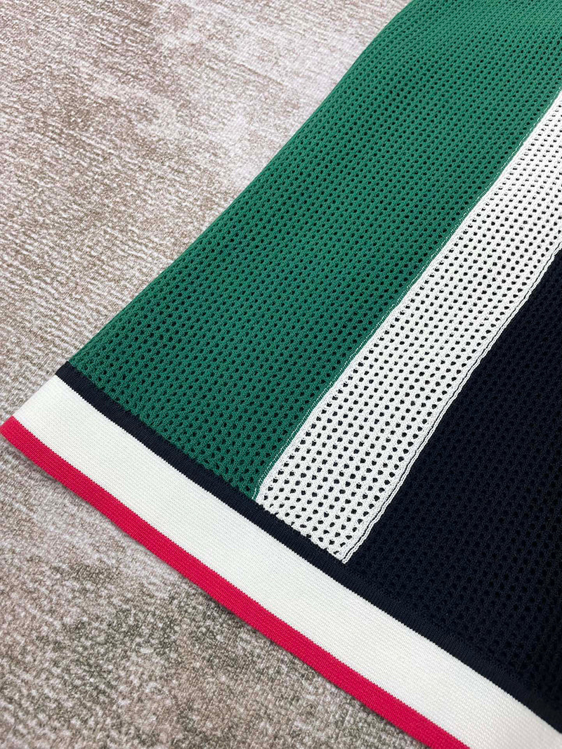 CASABLANCA  Striped Mesh Shorts 'Green/White Stripe'