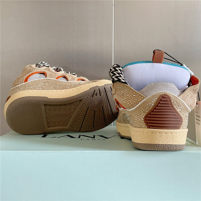 Lanvin Curb Sneaker Crystal Suede Beige