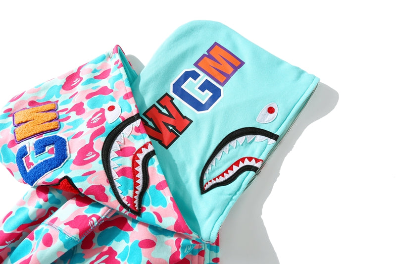 BAPE Store Miami Shark Full Zip Hoodie Pink/Blue