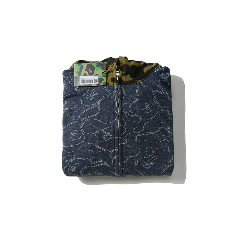 BAPE ABC Camo Relaxed Fit Full Zip Hoodie Navy