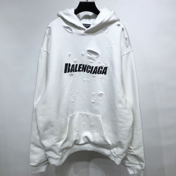 Balenciaga Destroyed Hoodie White