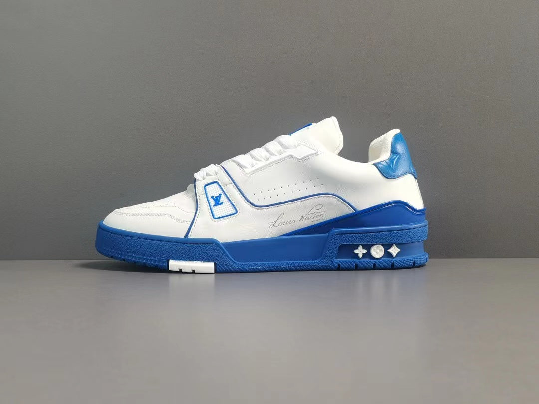 Louis Vuitton Trainer White Blue Signature