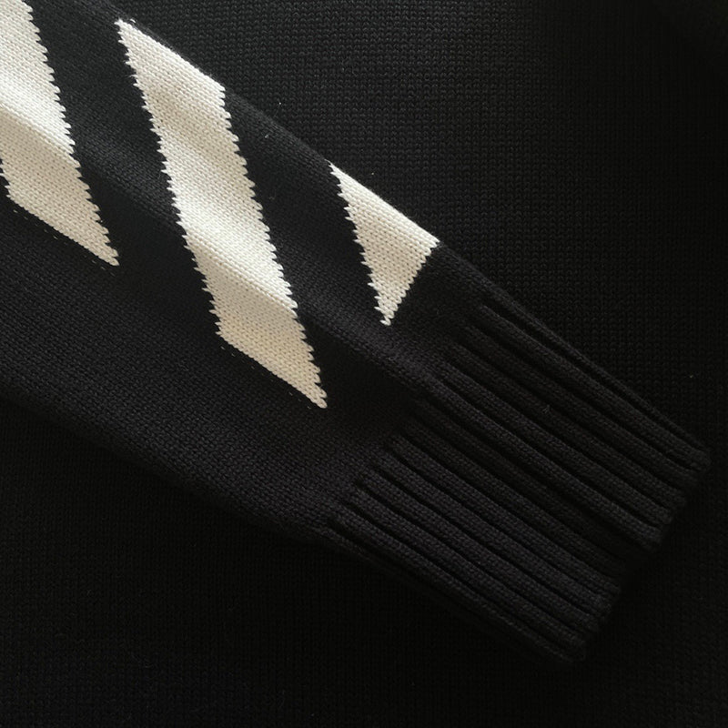 Off-White Diag Arrows Knit Sweater Black Light Grey / White