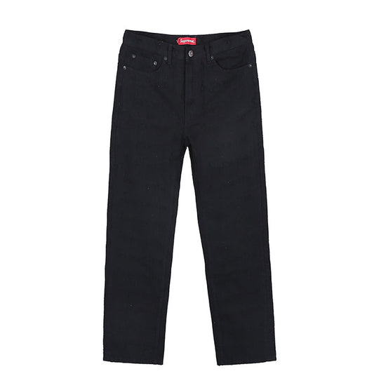 Supreme Frayed Logos Denim Trucker Pants BLACK