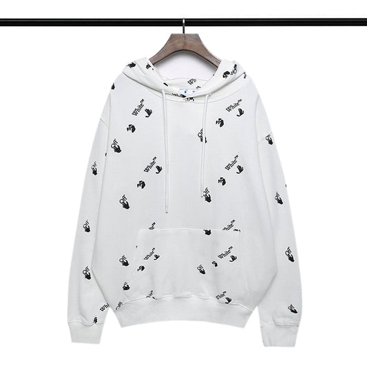 Off-White Oversized Fit Allover Logo Hoodie White