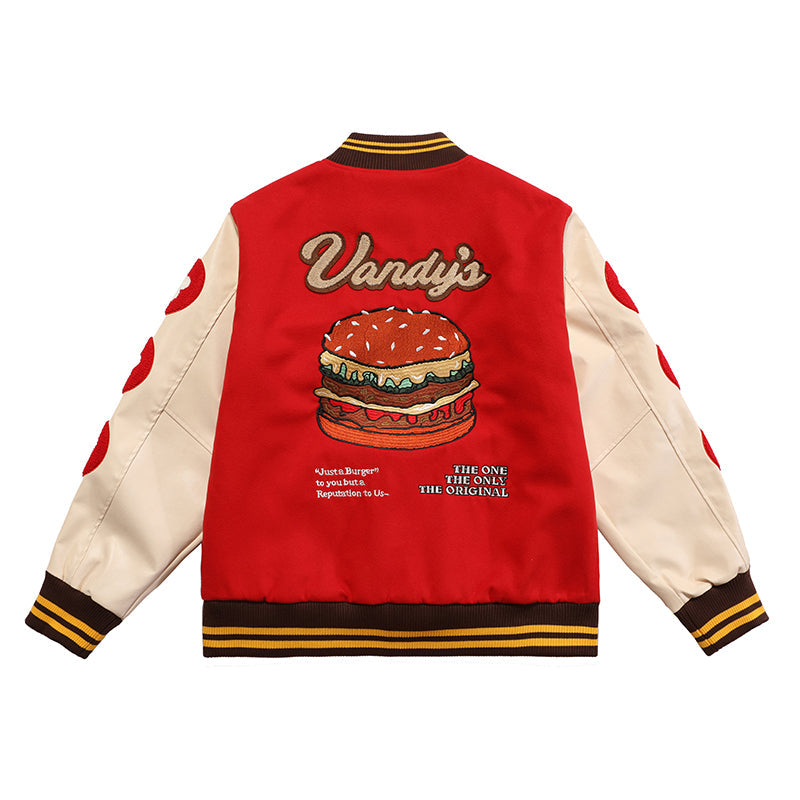 Vandy The Pink 4 Year Anniversary Varsity Jacket "Red Burguer"