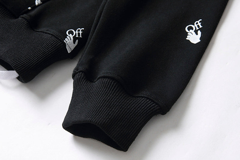 Off-White Oversized Fit Allover Logo Hoodie Black