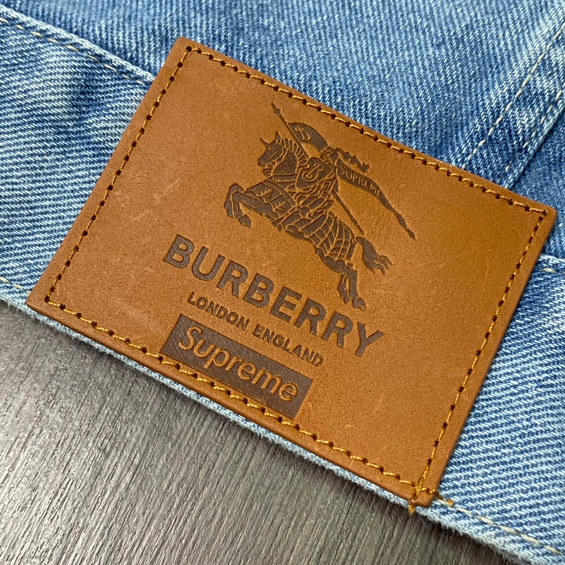 Supreme Burberry Denim Trucker Jacket Washed Blue