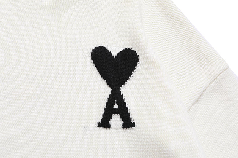 AMI Paris Ami de Coeur logo Crewneck knitted - White