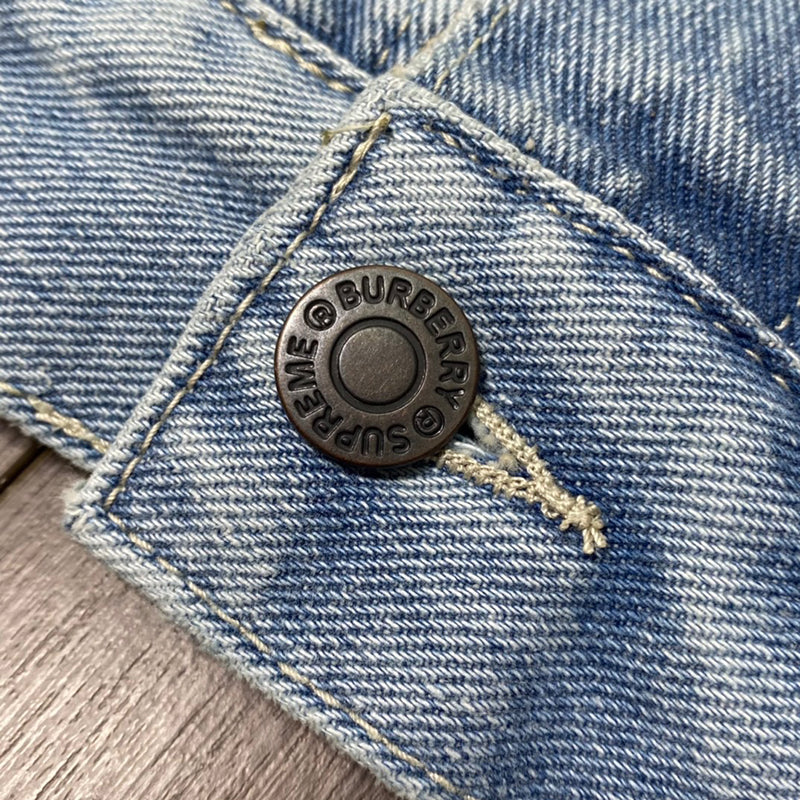 Supreme Burberry Denim Trucker Jacket Washed Blue
