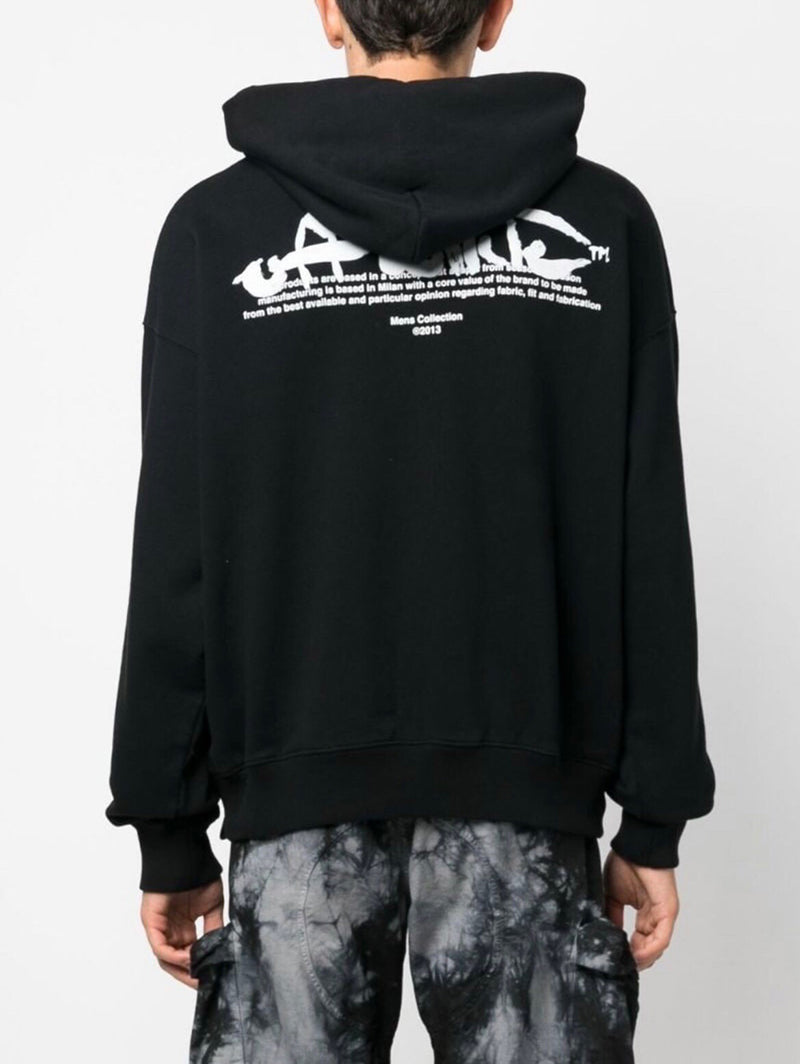 OFF-WHITE Black Paint Script Skate Hoodie Grey