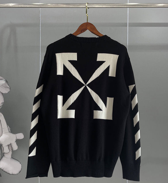 Off-White Diag Arrows Knit Sweater Black Light Grey / White