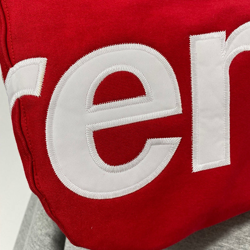SUP 21FW CONTRAST HOODED SWEATSHIRT Red Grey