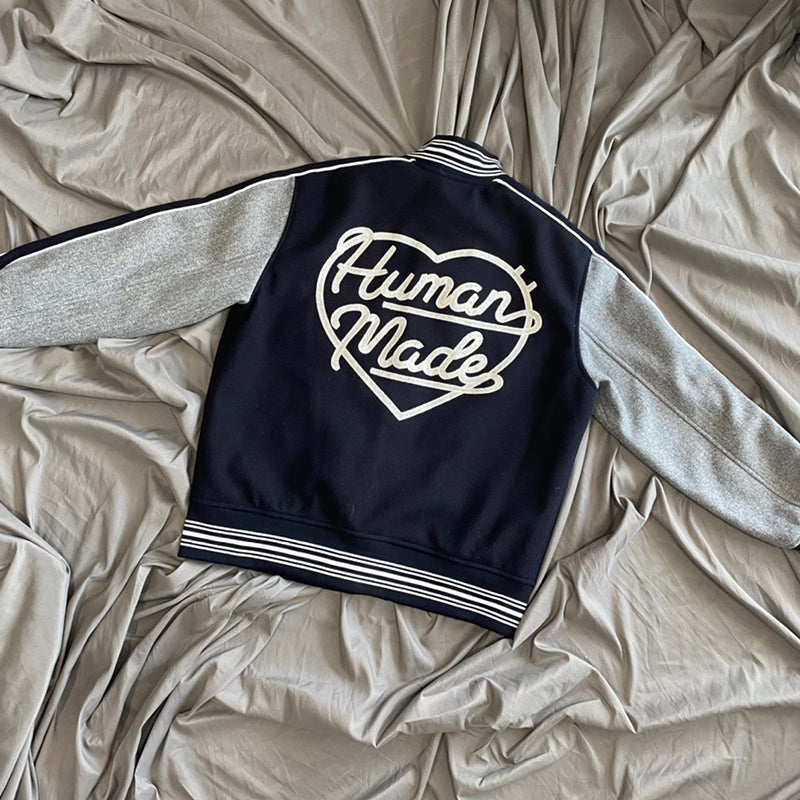 Human Made Duck Navy Blue and Grey Varsity Jacket