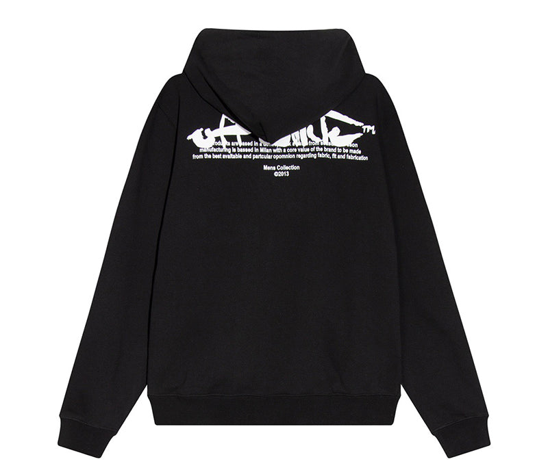 OFF-WHITE Black Paint Script Skate Hoodie Grey