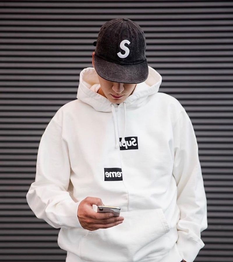 Supreme Comme des Garcons SHIRT Split Box Logo Hooded Sweatshirt White