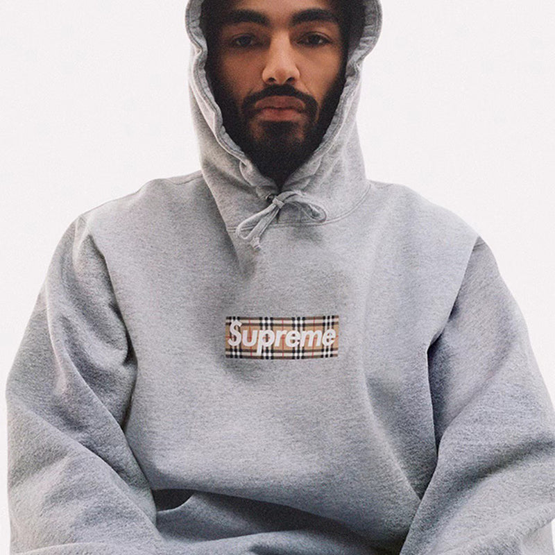 Supreme Burberry Box Logo Hooded Sweatshirt Light Pink