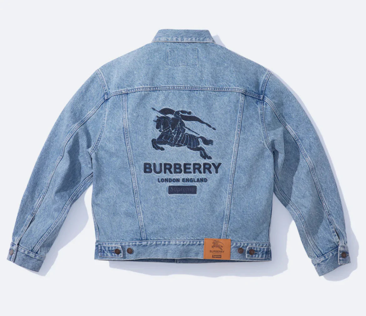 Supreme Burberry Denim Trucker Jacket Washed Blue