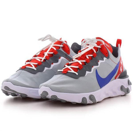Nike React Element 55 Wolf Grey Game Royal Habanero Red