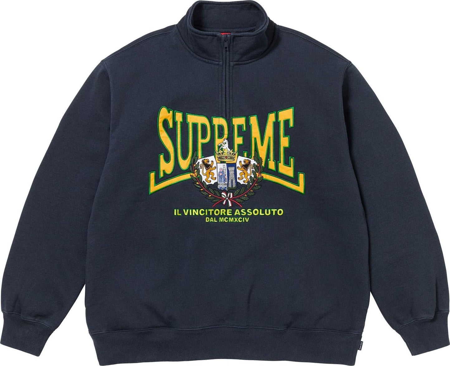 Supreme Crest Applique Half Zip Pullover Navy