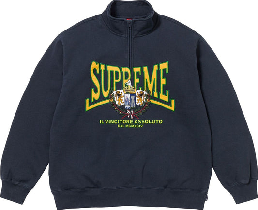 Supreme Crest Applique Half Zip Pullover Navy