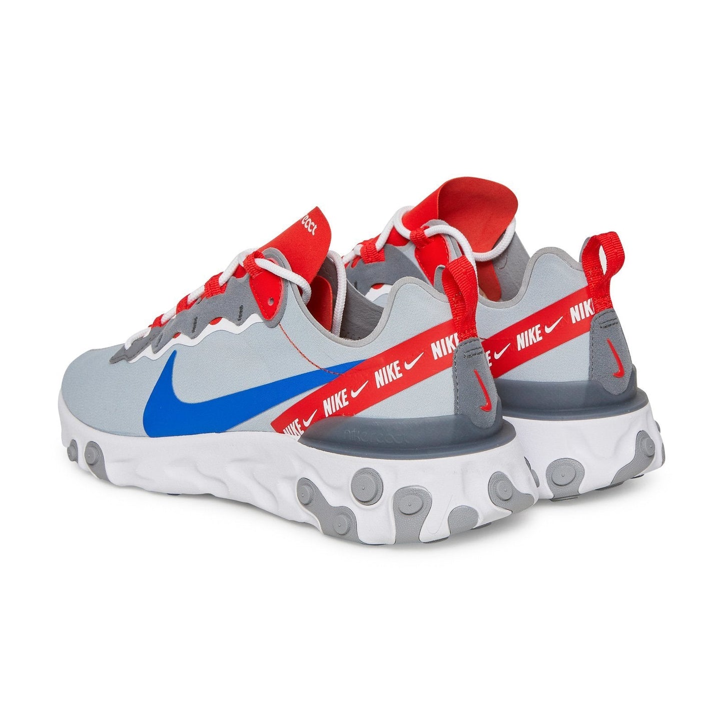 Nike React Element 55 Wolf Grey Game Royal Habanero Red